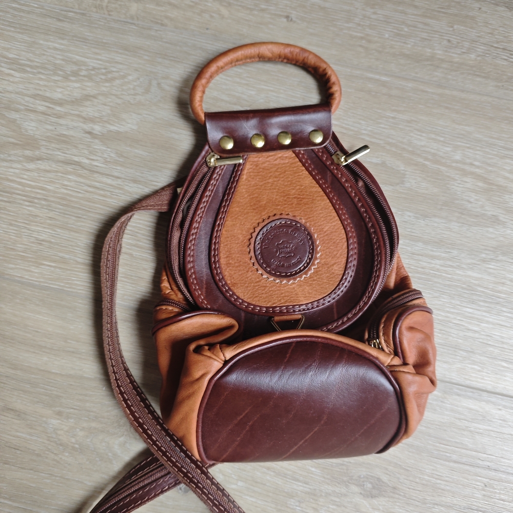 Vintage Valentino Di Max Brown and Tan Leather Women's Bag